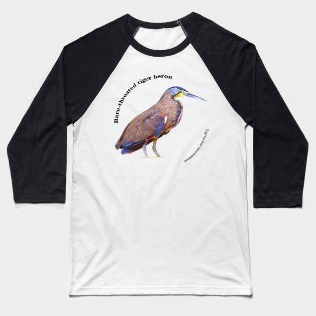 Bare-throated tiger heron tropical bird pin Baseball T-Shirt by Ornamentum